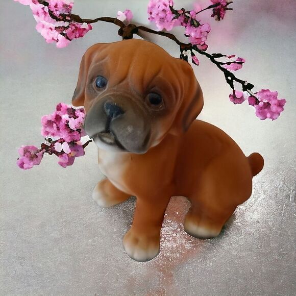 Vintage Boxer Dog Puppy Figure Harvey Knox Global Art Porcelain J21B83 1980s.  N - Picture 13 of 16